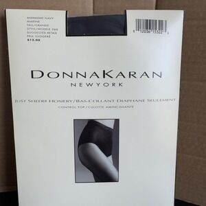 Donna Karan Just Sheer Control Top Pantyhose Style 266 Sz Tall Midnight Navy